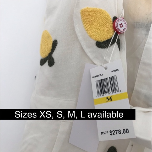 Anthropologie Red Carter Allison Lemon Embroidered Linen Jumpsuit - Picture 12 of 16